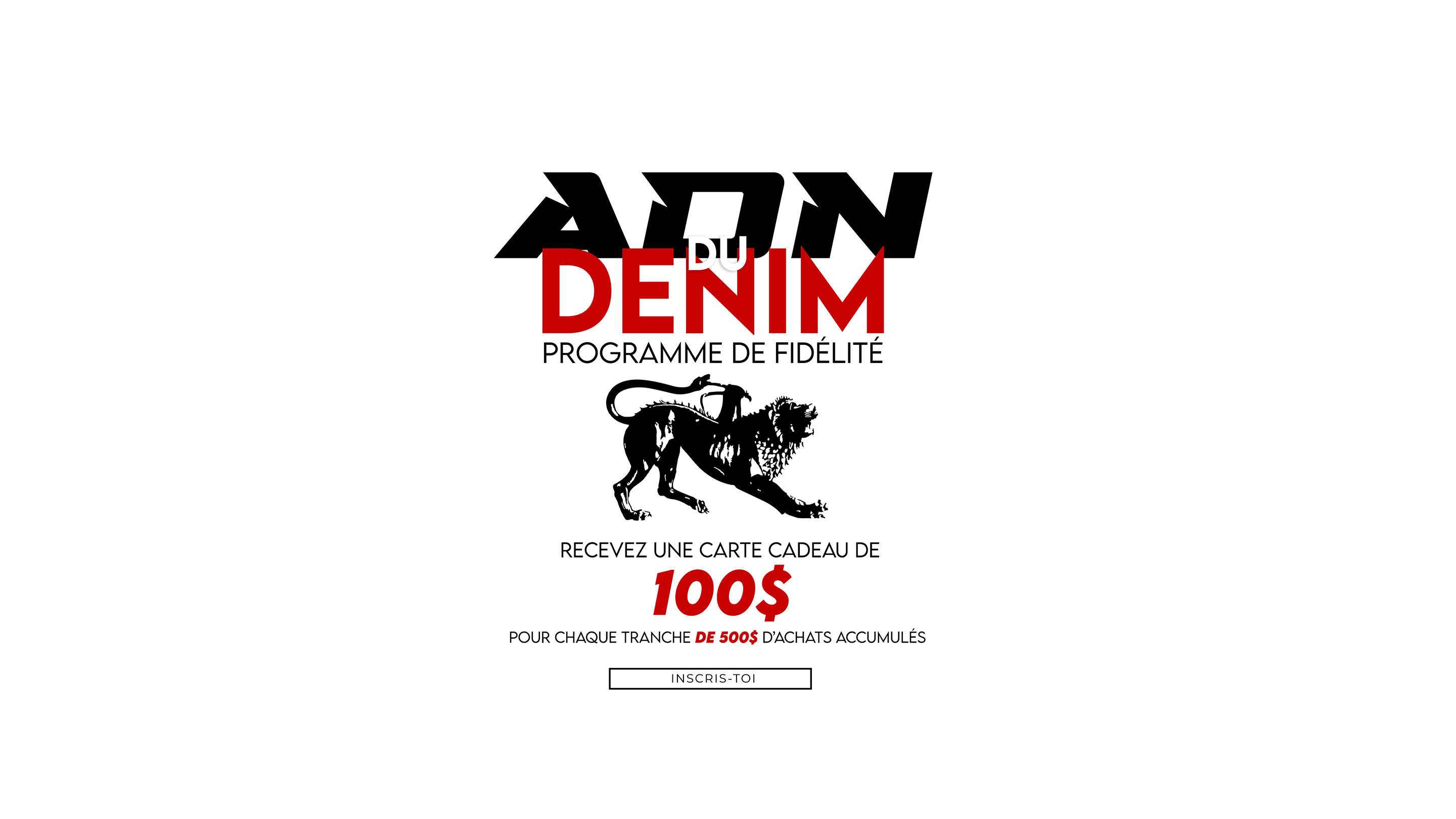 Programme fidélité Parasuco. ADN Du denim. Recevez une carte cadeau de 100$ pour chaque tranche de 500$ d'achats accumulés. Inscris-toi